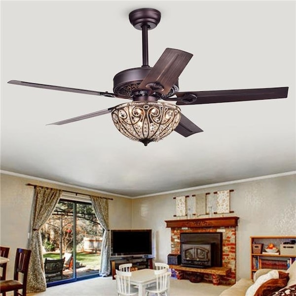 Warehouse Of Tiffany CFL-8111REMO-AB 48 in. Catalina Indoor Remote Controlled Ceiling Fan with Light Kit; Bronze CFL-8111REMO/AB - main